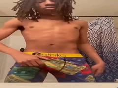 Skinny Dreadhead Young Bul Flashing His Big Dick