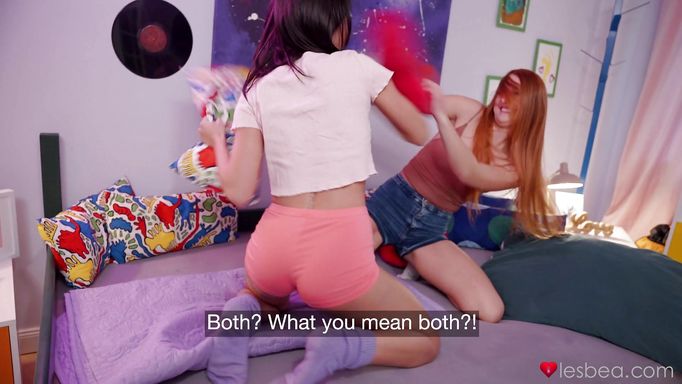 Pillow Fight Turned Into Lesbians Sexual Play